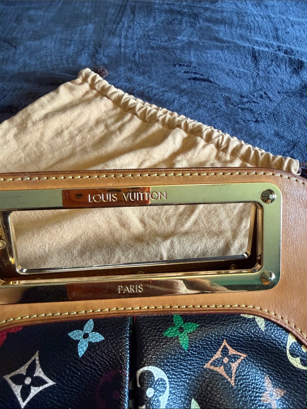 Louis Vuitton Multicolor Monogram Black Canvas & Tan Leather Shoulder Bag - Picture 4 of 16